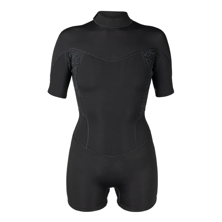 Women Black wetsuit with short sleeves and legs on a white background