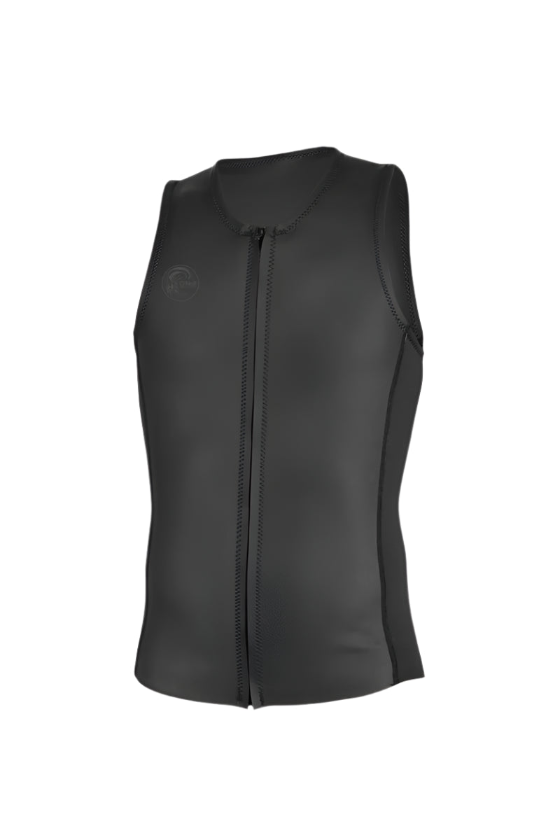 Black sleeveless jacket on a white background