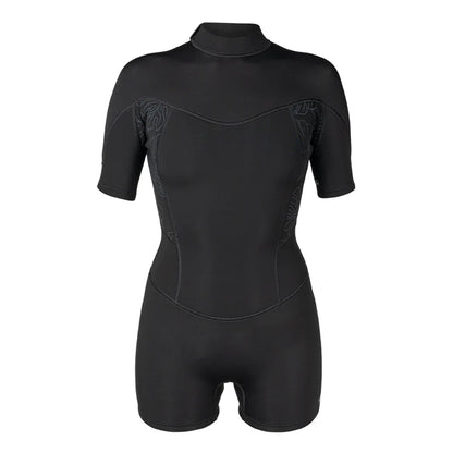 Women Black wetsuit with short sleeves and legs on a white background