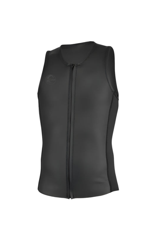 Black sleeveless jacket on a white background